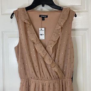 NEW Express Maxi Dress, Tan and Gold, SP.